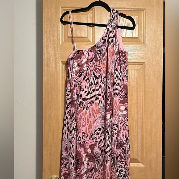 Laundry By Shelli Segal All Over Animal One Shoulder Midi Dress Exotic HD06D71 - Picture 4 of 15